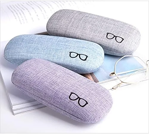 Miniatura 6 de Paquete de 3 fundas rígidas para lentes de lino fundas grandes para lentes concisas Color múltiple