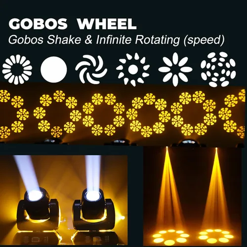 Miniatura 6 de 120W LED Cabeza Móvil Dj Luz Roto Prism Beam Etapa Luces 8 GOBOs 8 Colores DMX 512 12CH Sonido DJ Iluminación para Disco Fiesta Eventos Boda Etapa