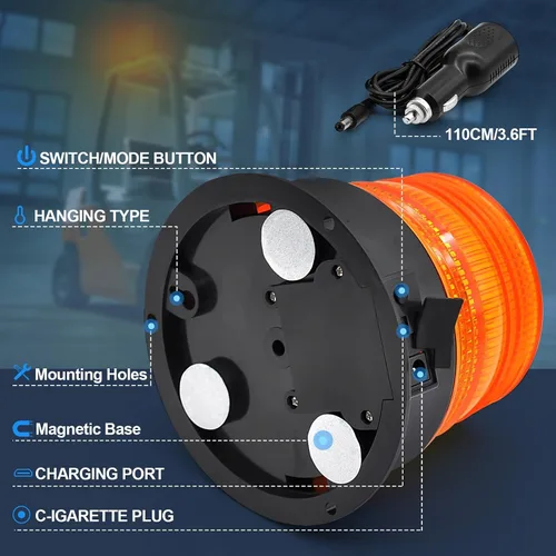 Miniatura 3 de AnTom Luz magnética inalámbrica de baliza, recargable de advertencia intermitente de emergencia, luces estroboscópicas que funcionan