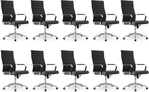 Miniatura 18 de Okeysen Office Desk Chair, Ergonomic Leather Modern Conference Room Chairs, Executive Ribbed Height Adjustable Swivel Rolling Chair for Home Office