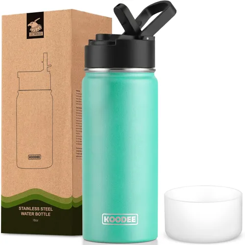 Miniatura 51 de koodee Insulated Water Bottle, 32 oz Stainless Steel Double Wall Vacuum Wide Mouth Sport Bottle with Leakproof Spout Lid (Navy)