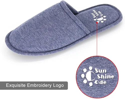 Miniatura 5 de Sunshine Code Pantuflas lavables de algodón de espuma viscoelástica con bolsa de viaje a juego para el hogar, hotel, spa, dormitorio