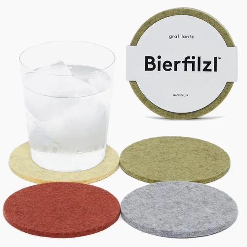 Miniatura 51 de Graf Lantz - Juego de 4 posavasos redondos de lana de merino Bierfilzl - Negro (círculos de 10 cm) - Absorbe el 30% del peso - Lana alemana