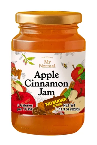 My Normal Mermelada de manzana y canela sin azúcar, apta para diabéticos, gelatina de manzana al 50% con alulosa, keto y mermelada de azúcar sin