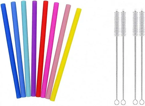 Miniatura 17 de 7 popotes de metal para beber con 2 cepillos de limpieza de 8.5 pulgadas, cuchara de barra reutilizable para café helado, bebida congelada, batidos