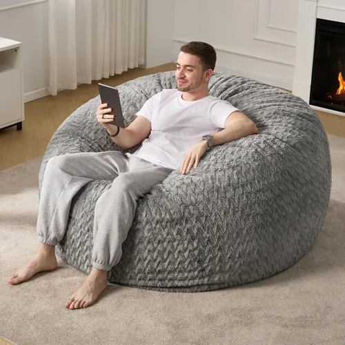 Miniatura 21 de Hobestluk Puf grande de 4 pies para adultos, con funda de piel de felpa chevrón, puf grande para sala de estar, dormitorio, residencia estudiantil