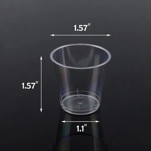 Miniatura 2 de Zcaukya 100 vasos de chupito, vasos duros desechables de plástico transparente de 1 oz, mini tazas, gran recipiente para salsa, degustación