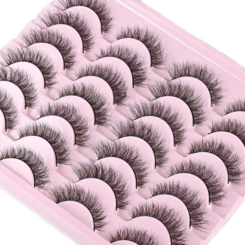 Miniatura 7 de FARRED Pestañas cortas naturales de visón, paquete de 14 pares de pestañas postizas de aspecto natural, esponjosas, pestañas postizas pequeñas