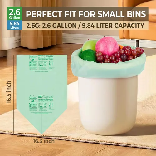 Miniatura 4 de Bolsas de compost pequeñas de 2.6 galones - 80 unidades de 0.8 mil de espesor, bolsas de basura compostables para contenedor de encimera