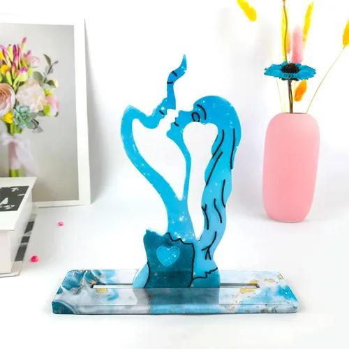 Miniatura 5 de Molde de resina para esculturas de pareja, kit de molde de silicona de estatua abstracta, molde de fundición epoxi para amantes del beso tallado