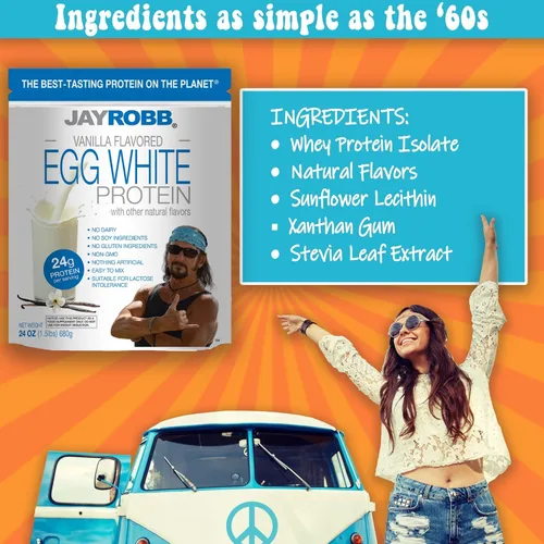 Miniatura 3 de Jay Robb Egg White Protein Powder- Proteína de clara de huevo en polvo, baja en carbohidratos, Keto, vegetariana, sin gluten, sin lactosa, azúcar