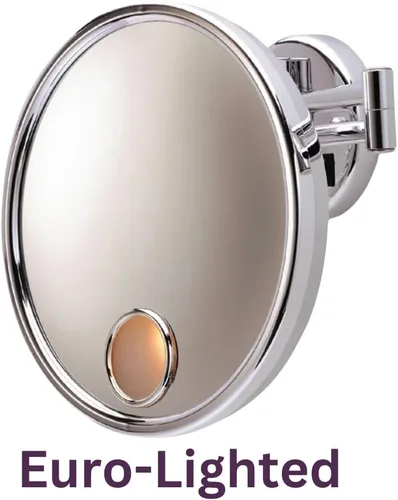 Miniatura 3 de JERDON Espejo de maquillaje estilo europeo con acabado cromado, espejo de maquillaje de 9 pulgadas de diámetro con montaje en pared cromado, aumento
