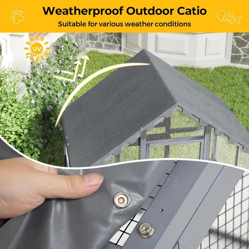 Miniatura 5 de COZIWOW Catio - Casa grande para gatos al aire libre, con conexión de ventana, resistente a la intemperie, condominio, plataforma, casa de animales