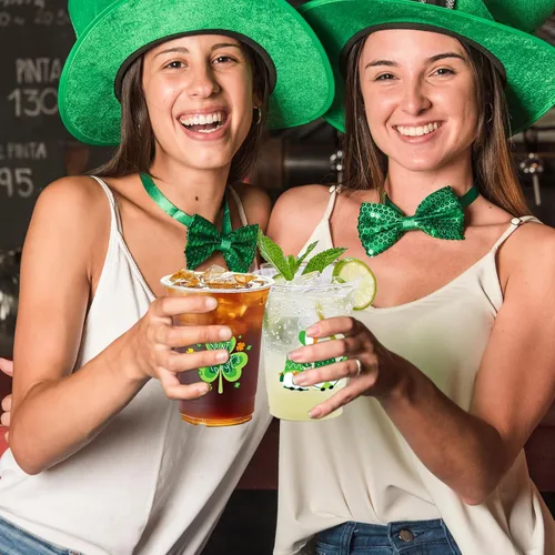 Miniatura 7 de 100 tazas para fiesta del día de San Patricio, vasos desechables de plástico transparente de San Patricio, 12 onzas, color verde irlandés, fiesta