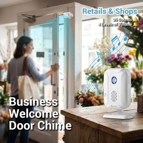 Miniatura 2 de HENDUN Timbre de puerta con sensor de movimiento, timbre de puerta para negocios, monitor de zumbador de bienvenida de tienda, alerta de entrada