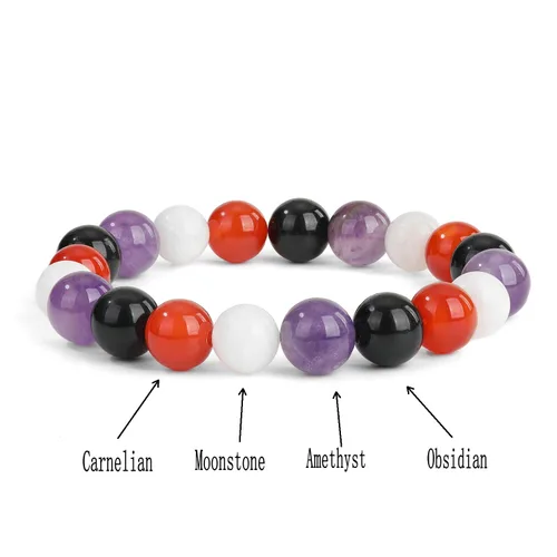 Miniatura 20 de Crystal Vibe Triple Protection Bracelet - 10mm Bead Bracelet for women men With Natural Stones of Tiger Eye Hematite and Black Obsidian - Healing