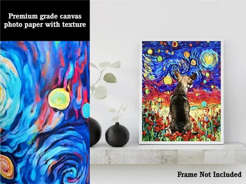 Miniatura 3 de Bestbuddy Pet 11 x 14 sin marco noche estrellada inspirada Chihuahua perro animales amante familia paz amor pintura al óleo impresión arte impresión