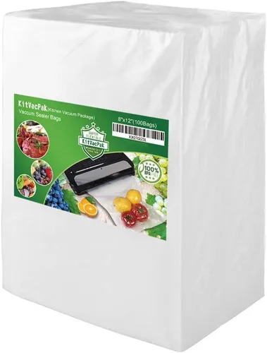 Bolsas selladoras de alimentos al vacío de 100 cuartos de galón de 8 x 12 pulgadas sin BPA y resistentes, bolsas selladoras al vacío de grado