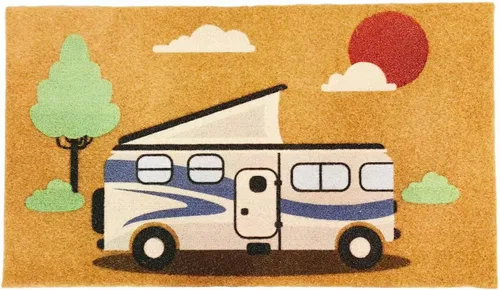 Miniatura 10 de Aucuda Happy Camper - Tapete para puertas interiores y exteriores, tapete de bienvenida para puerta delantera, caravana, 24 x 16 pulgadas, Vida Rv