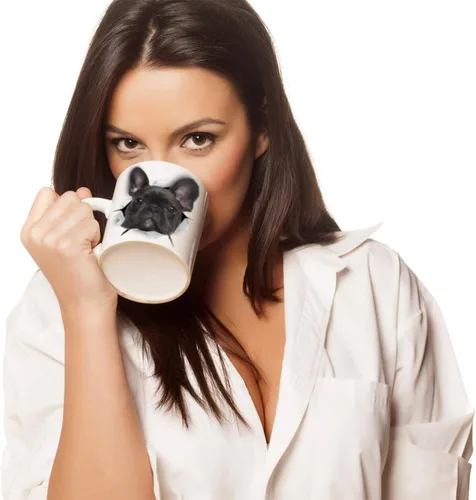 Miniatura 2 de Taza negra de bulldog francés – Taza de café divertida de cerámica – Regalo perfecto de bulldog francés – Bonita taza de café novedosa – Gran