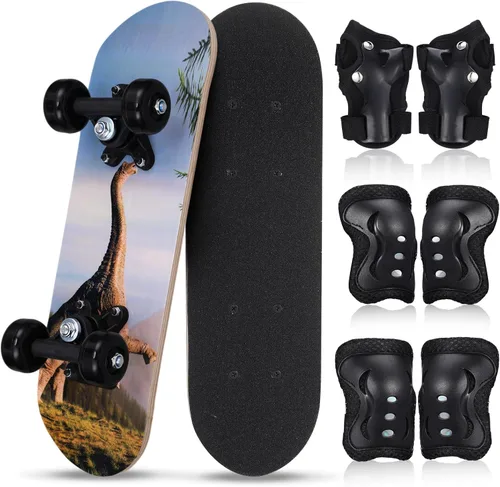 Miniatura 26 de Honoson Juego de 7 piezas de rodilleras, coderas y muñequeras para patinetas para principiantes y niños pequeños