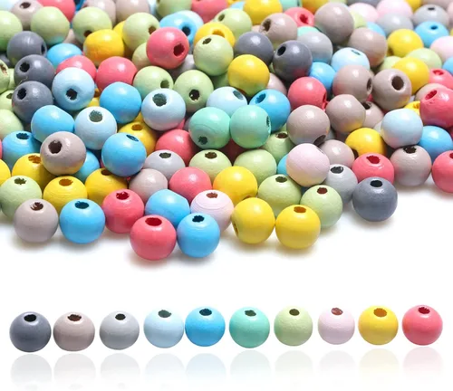 Miniatura 9 de 1000 cuentas de madera negras de 0.236 pulgadas a granel, cuentas espaciadoras sueltas de madera para manualidades hechas a mano, agujero de 0.079