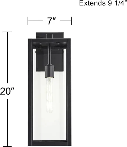 Miniatura 4 de John Timberland Titan - Lámpara de pared industrial moderna para exteriores, metal negro místico, 20 pulgadas, vidrio transparente, húmedo