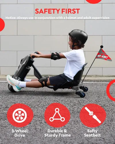 Miniatura 2 de Go Kart eléctrico para niños de 6 a 12 años – Cambio de carro de deriva de 12 V, giro de 360°, agarre giratorio, velocidad continua, máximo 5 MPH, 3