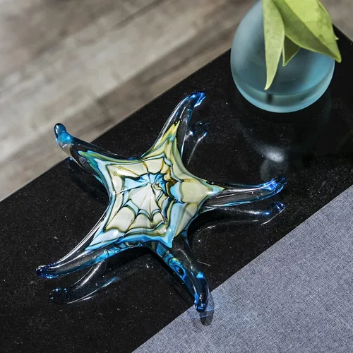 Miniatura 5 de Estatua de estrella de mar de vidrio soplado a mano, figura de arte moderna de estrella de mar de 4.5 pulgadas, adorno coleccionable de estrellas