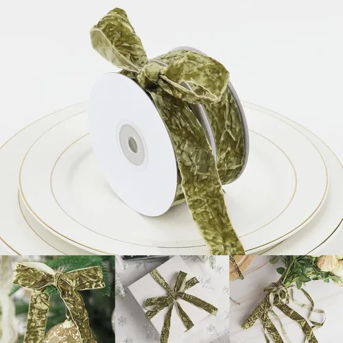Miniatura 32 de HUIHUANG Cinta de Terciopelo Negro 3/8" Cinta de Terciopelo Arrugado para Adornos de Árbol de Navidad, Envoltura de Regalos, Decoración de Coronas