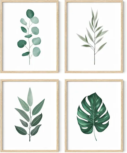 Miniatura 35 de HAUS AND HUES Arte de pared floral gris, juego de 4 pósteres de plantas para pared vintage, impresiones botánicas, cuadros de flores en blanco