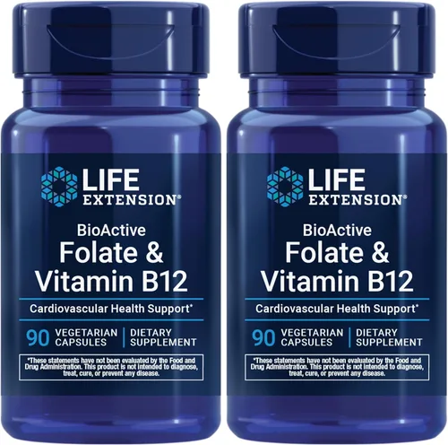 Miniatura 10 de Life Extension BioActive Folato y Vitamina B12 – Para la salud del corazón, cerebro y tracto gastrointestinal – Promueve el crecimiento