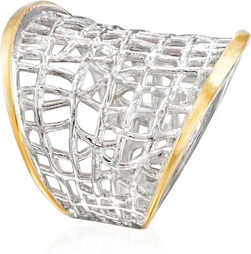 Miniatura 3 de Ross-Simons Sterling Silver and 14kt Yellow Gold Free-Form Lattice Ring