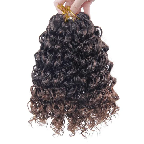 Miniatura 44 de 8 Paquetes de Cabello Rizado con Ganchillo GoGo, Cabello Rizado con Ganchillo para Mujeres Negras, Trenzado de Onda Profunda, Cabello Sintético