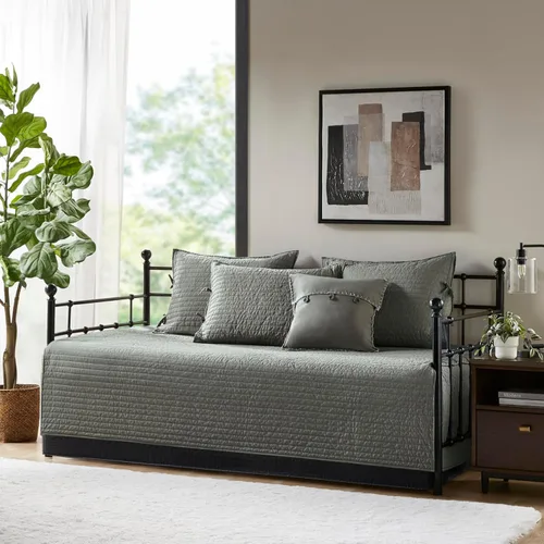 Miniatura 4 de Madison Park Ridge - Juego de funda para sofá cama, diseño reversible con estampado de espiga a cuadros estilo cabaña rústica, ropa de cama de lujo
