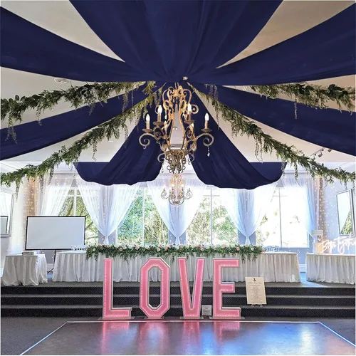 Miniatura 11 de FOTSHARER Cortinas de techo azul bebé para boda, 2 paneles de 5 x 20 pies, gasa para arco de boda, cortinas de techo para telón de fondo, decoración