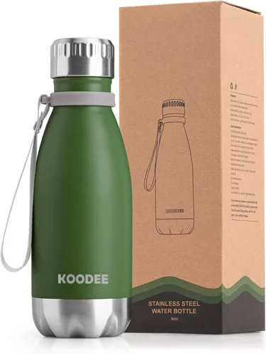 Miniatura 29 de koodee Botella deportiva de agua aislada al vacío de doble pared de acero inoxidable, 17 oz, con forma de botella de refresco, a prueba de fugas