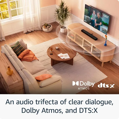 Miniatura 4 de La Barra de sonido Amazon Fire TV Plus con subwoofer (modelo más reciente), canal 3.1, Dolby Atmos, DTS:X y diálogos nítidos