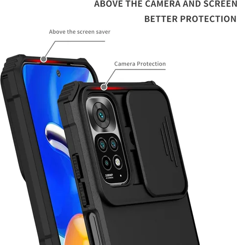 Miniatura 3 de Funda compatible con Xiaomi Redmi Note 12 Pro 4G Dimensional Soporte Ventana Deslizante Teléfono Móvil Funda Protectora a Prueba de Golpes Funda