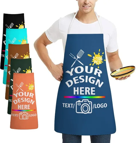 Miniatura 10 de Delantal personalizado para mujeres y hombres, diseña tu divertido texto, logotipo, imagen, delantales de cocina, 1-100 piezas, chef personalizado