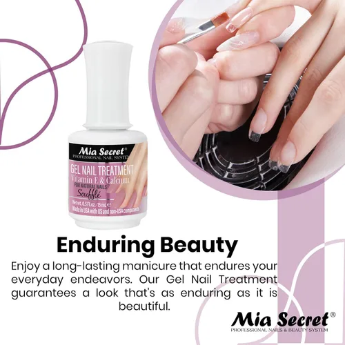 Miniatura 4 de Mia Secret Tratamiento de uñas en gel con vitamina E y calcio, 0.5 fl oz, esmalte de uñas con vitamina E y calcio, gel de reparación y Souffé