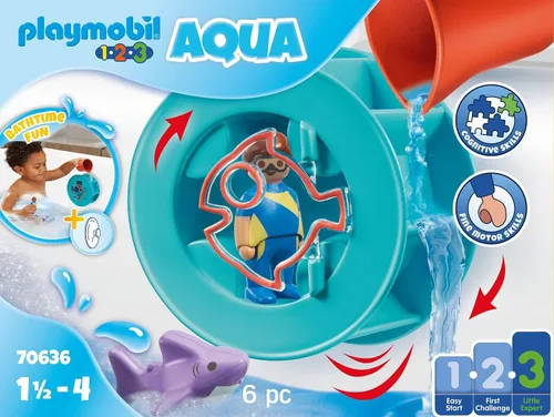 Miniatura 3 de PLAYMOBIL 1.2.3 Rueda de agua Aqua con Baby Shark