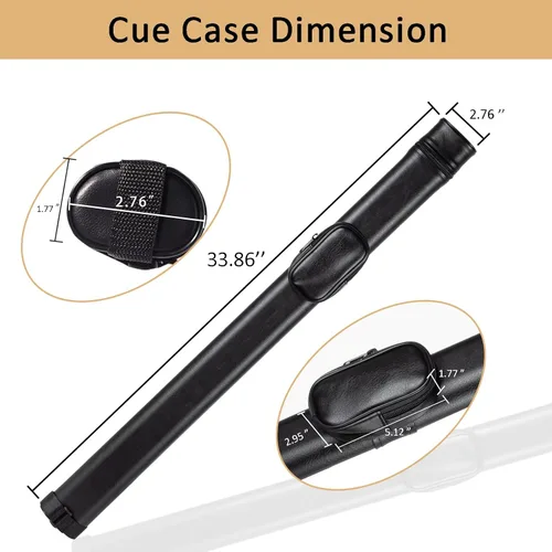 Miniatura 2 de Casos de taco de billar,Estuche duro para taco de piscina,Caja de palo de taco 1 Stick 2 agujeros,Bolso de la caja del palo de la PU Negro