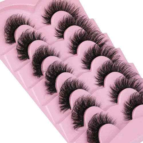Miniatura 5 de JIMIRE Pestañas postizas de visón sintético esponjosas de ojo de gato naturales, pestañas postizas con volumen finas de ojo de zorro cruzadas