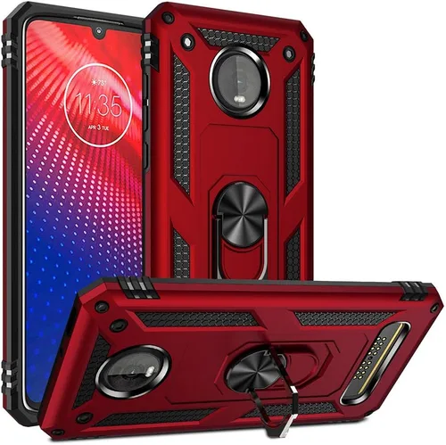 Miniatura 2 de Funda de grado militar para Motorola Moto Z4, Moto Z4 Play Case 360 Metal giratorio anillo soporte soporte magnético para coche Armadura resistente