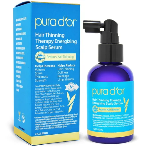 Miniatura 5 de PURA D'OR Terapia de adelgazamiento del cabello, mascarilla de biotina hidratante intensa, paquete de 8 (9.6 onzas) + terapia del cuero cabelludo