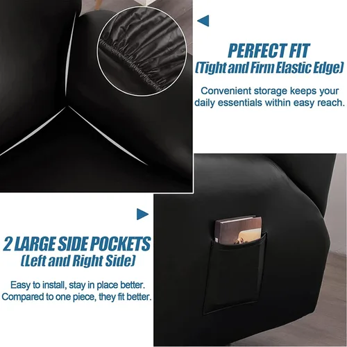 Miniatura 4 de Funda para sofá reclinable de 2/3 plazas, de piel sintética, impermeable, con bolsillo lateral, funda para sillón de masaje, protector de muebles