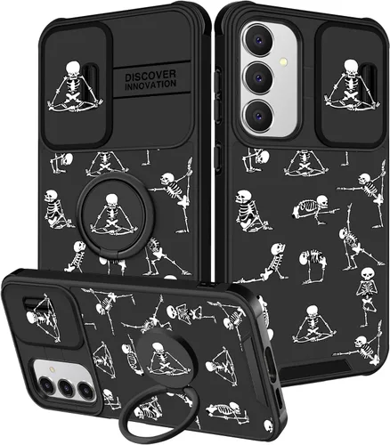 Miniatura 30 de Funda 2 en 1 para Samsung Galaxy Note 10 Plus con diseño de calavera para teléfono con diseño de esqueleto para yoga, fantasma, horror, con cubierta