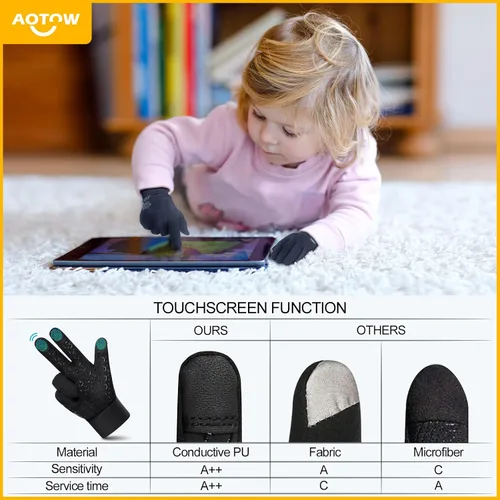 Miniatura 3 de Guantes de invierno para niños para correr con pantalla táctil, guantes cálidos para clima frío, guantes deportivos térmicos a prueba de viento