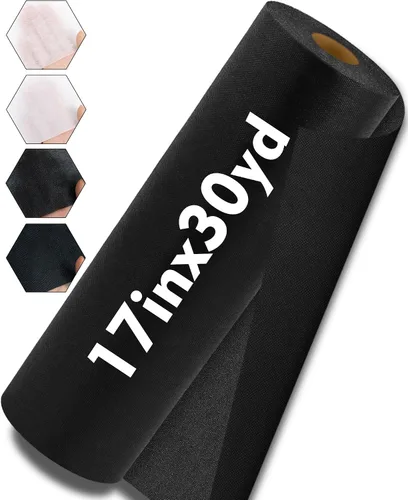 FIVEIZERO Interfaz fusible para costura, 17 pulgadas x 30 yardas, tela de interfaz no tejida de peso medio, poliéster negro de una cara para coser